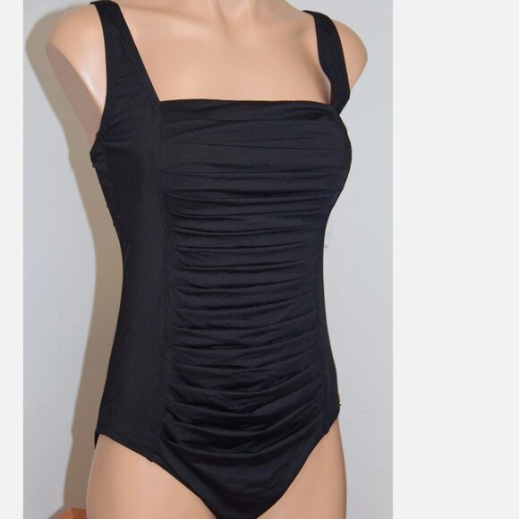 New Calvin Klein Swimsuit Bikini one 1 piece Size 14 Black - Picture 2 of 4